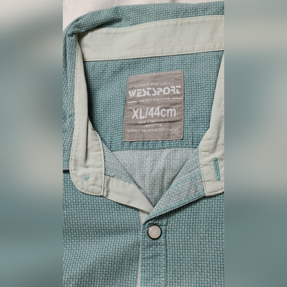 Westport Authentic Sports casual Men's Green Printed Custom Fit Cotton Shirt - Picture 3 of 7